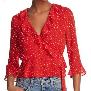 Bardot x Revolve Red Polka Dot Wrap Top